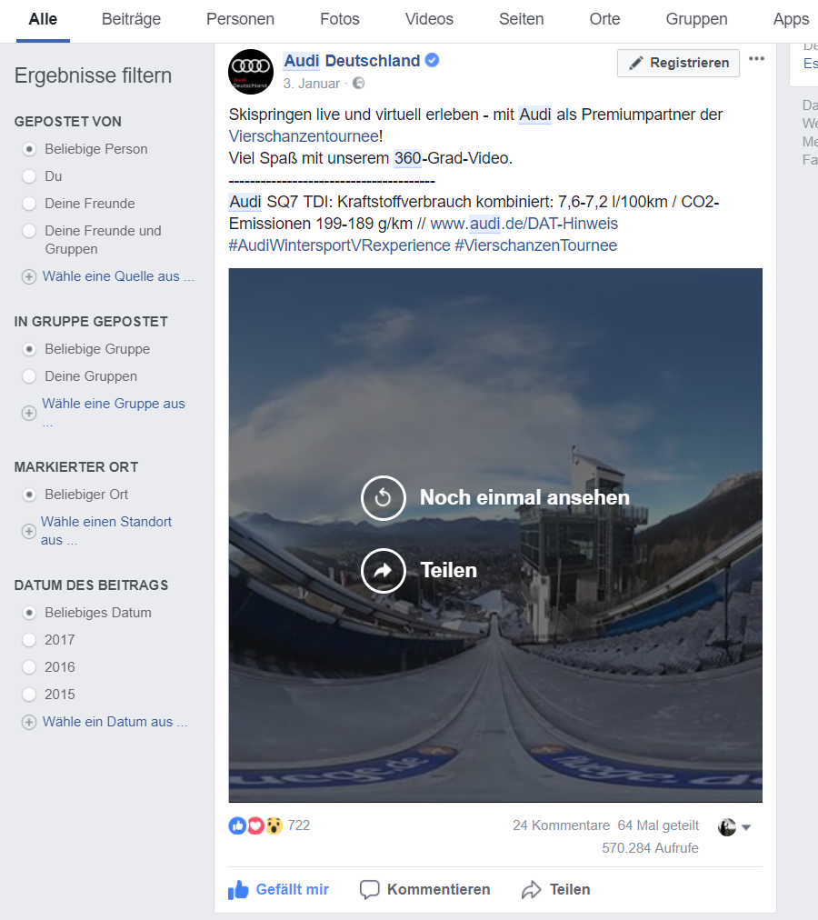 Audi Vierschanzentournee 360 Grad Video Facebook